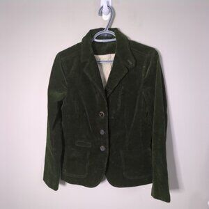 Gap Dark Hunter Green Corduroy Classic 3 Button Blazer Sz 10 Striped Lining Y2K